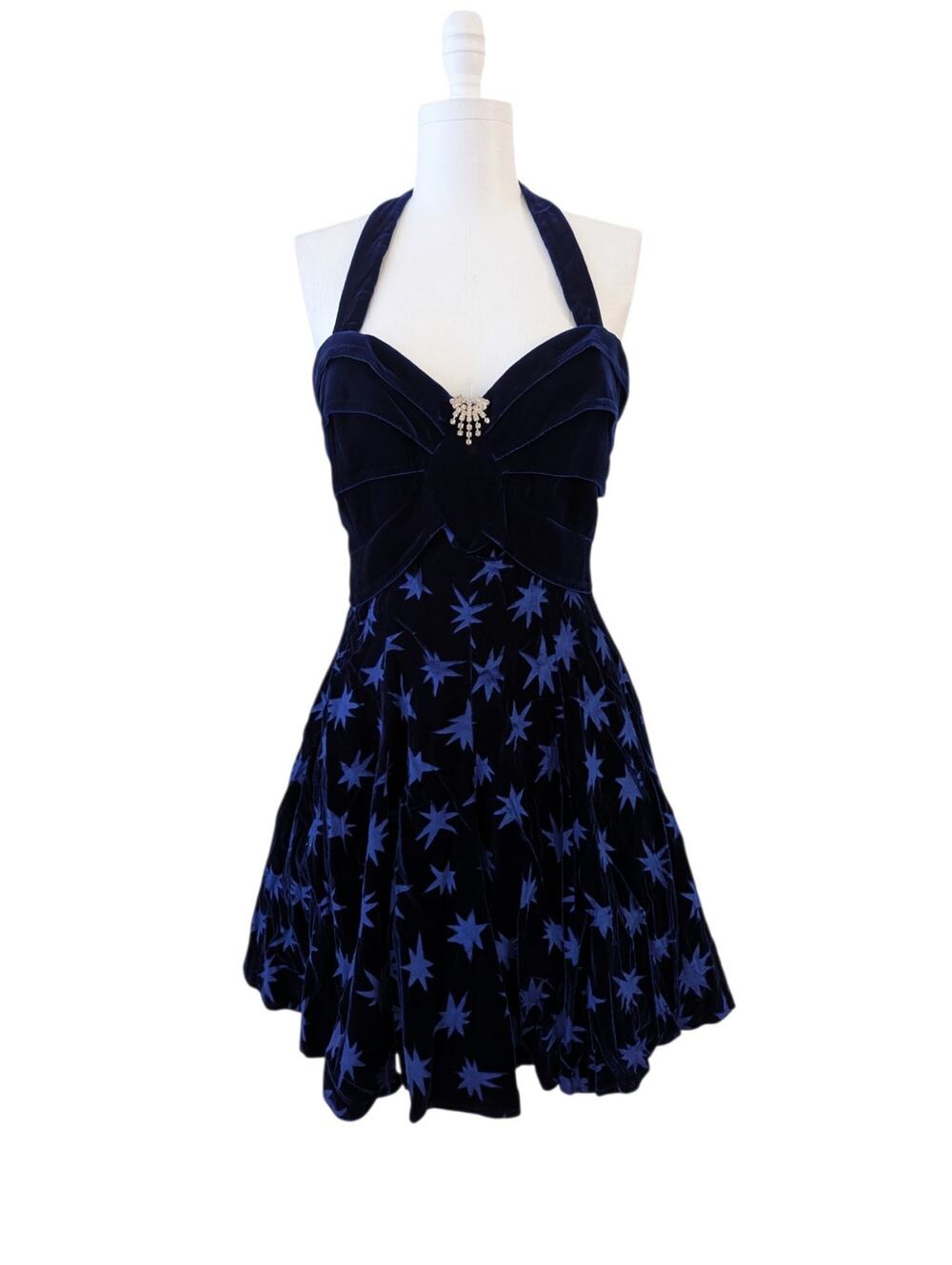 Casadei Vintage Blue Velvet Party Dress